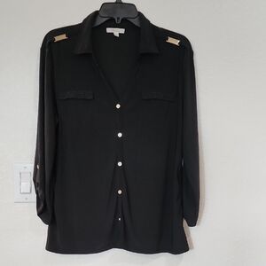 Black Button-Up Women's Top